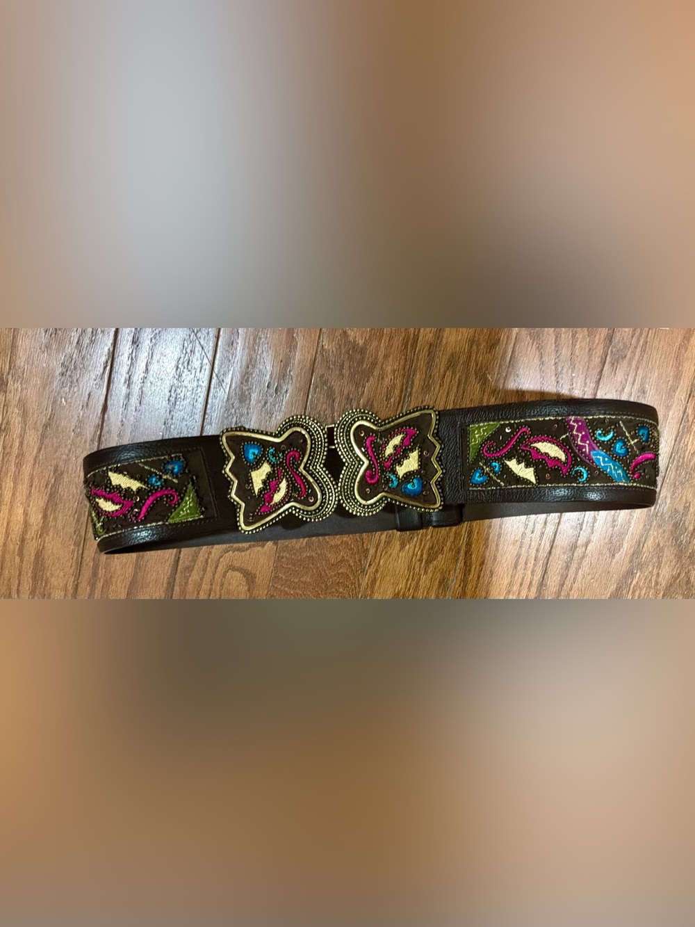 CHICO’s ..embroidery beaded leather belt